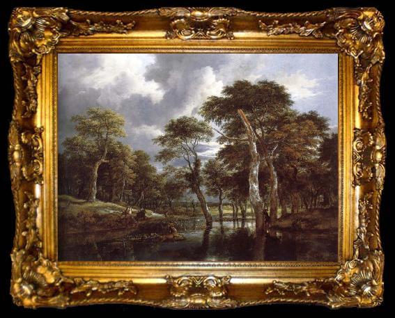 framed  Jacob van Ruisdael Waterfall in a Hilly Wooded Landscape, ta009-2